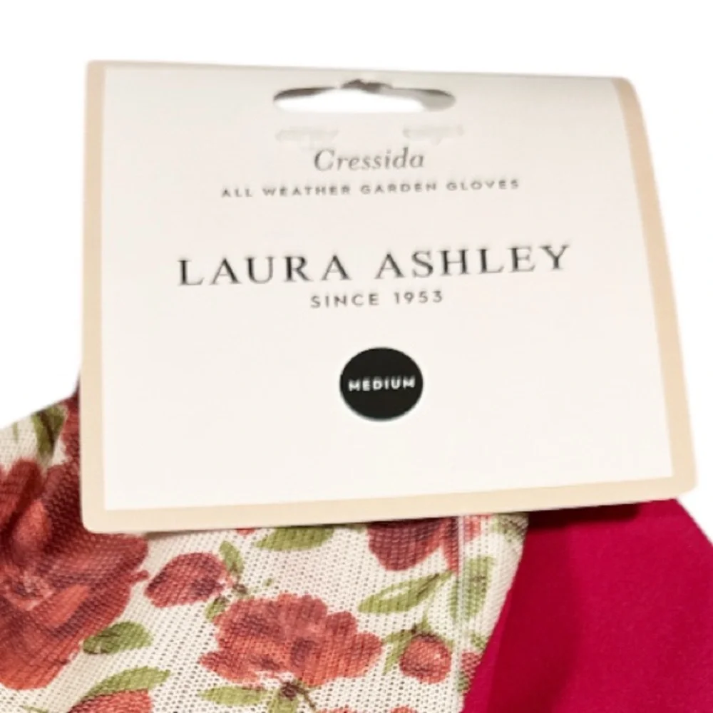 NEW Laura Ashley CRESSIDA Dark Red Floral All Weather Garden Gloves